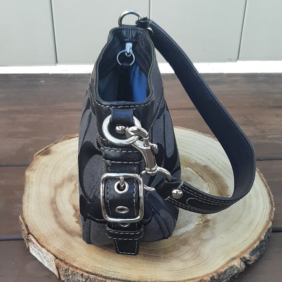 Fabulous Vintage Black Coach "Zoe" Signature Canvas/Leather Hobo Bag - Picture 1 of 11